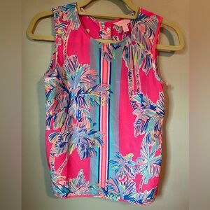 Lilly Pulitzer “Nice Stems” Iona Shell Silk Tank Top